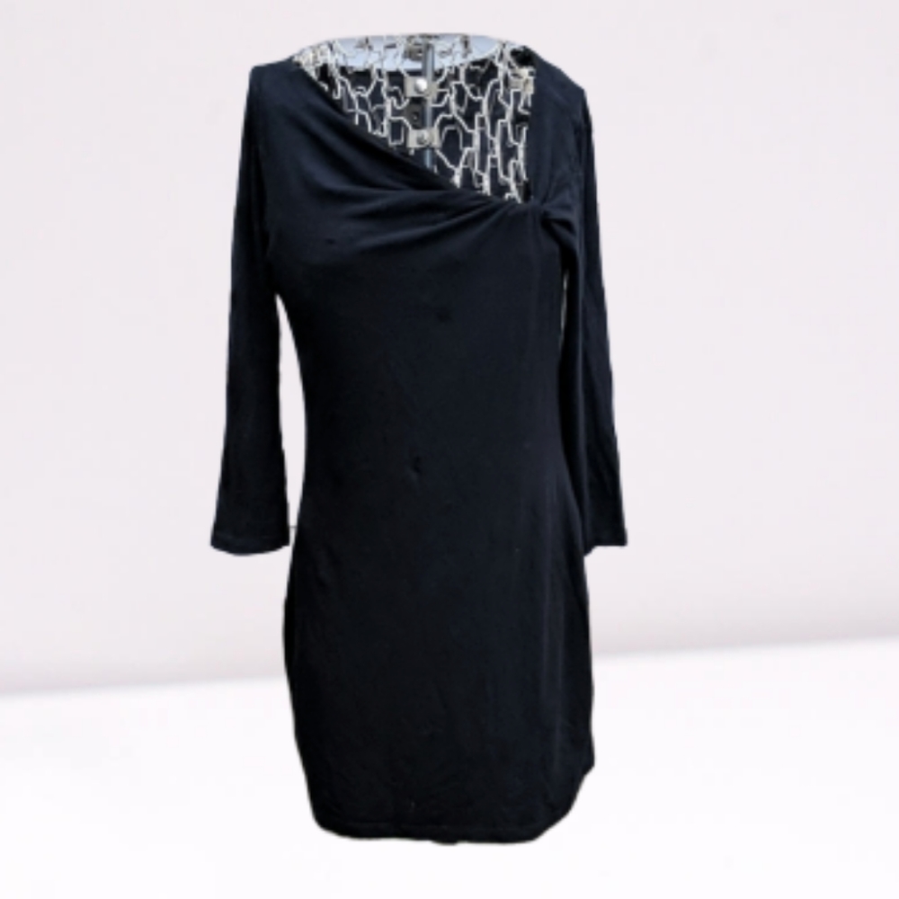 Express black stretch dress diagonal neckline